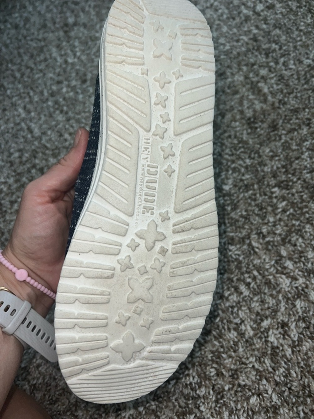 Hey Dude Wendy Sox Slip-Ons — Navy Knit with Speckled White Sole - Women’s 10 - Picture 8 of 14